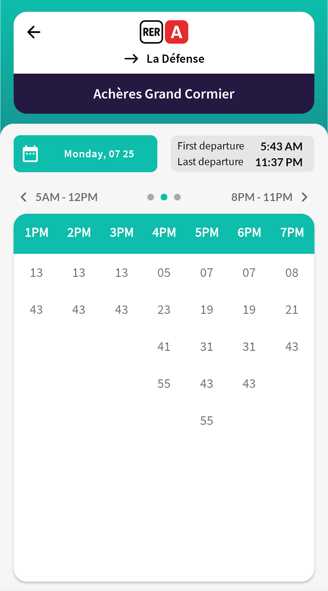 All schedules screen