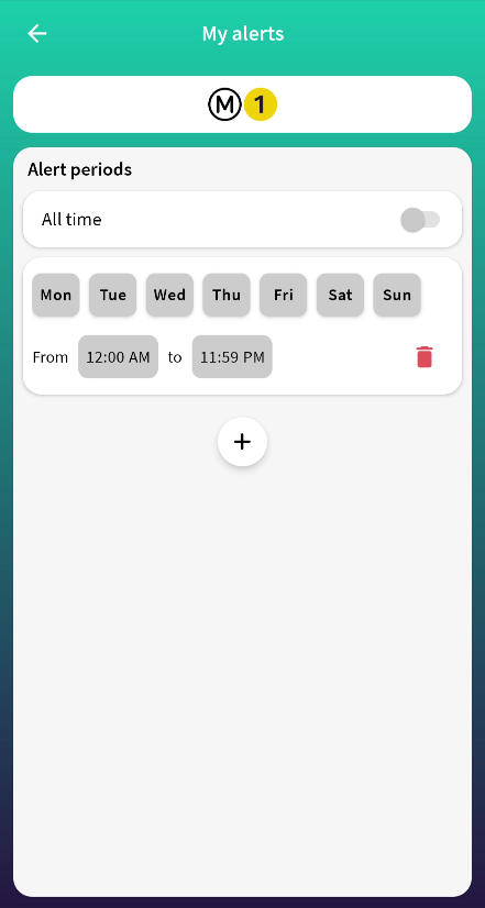 Subscription schedule screen